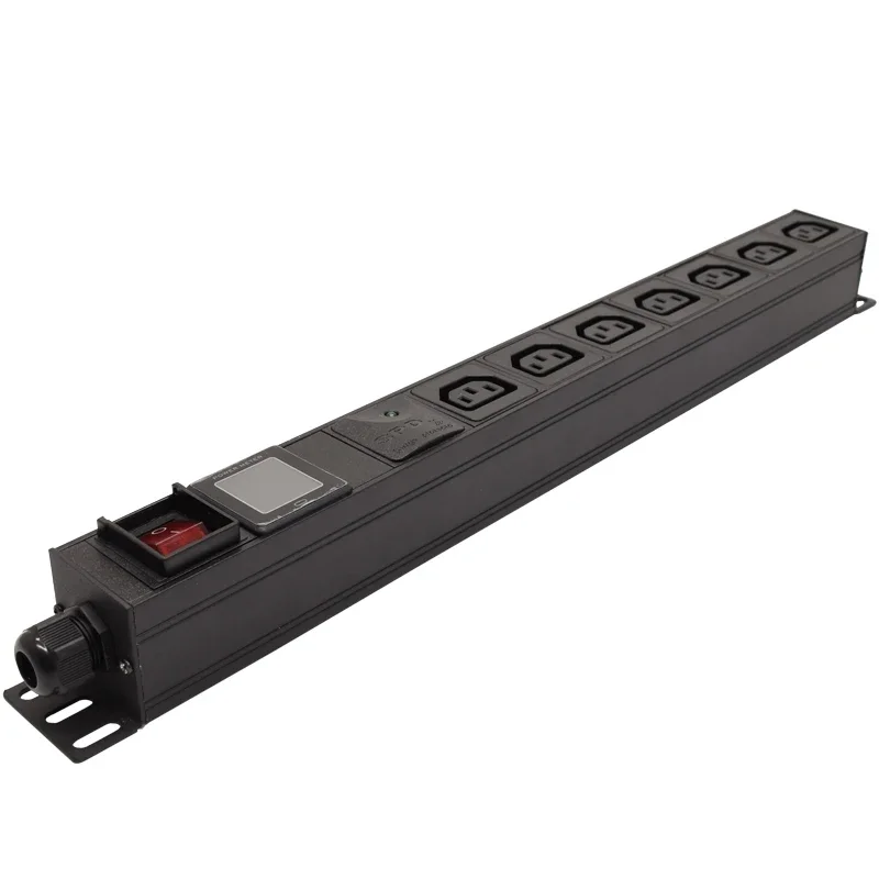 

PDU Power Strip Network Cabinet Rack 16A Electric 7 Unit C13 Outlet with switch Ammeter display overload protection Socket