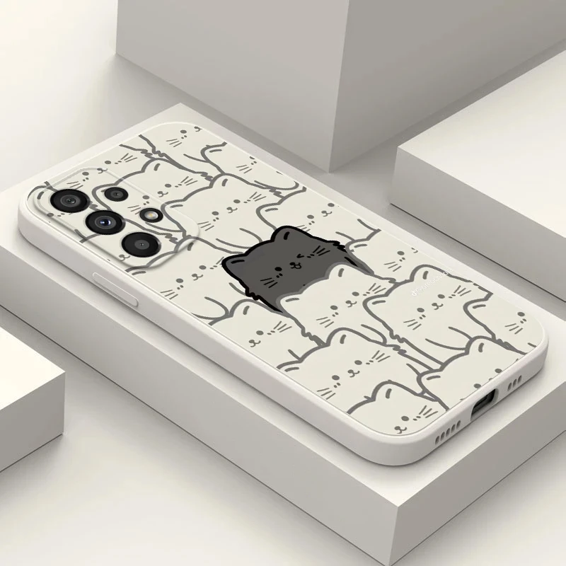Custodia Per Samsung Galaxy S23 S22 Plus Ultra S23 5G Cover Per Telefono Soft Silicon Funny Anime White Cat