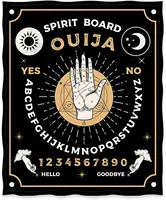 Ouija Board Blanket Gothic Witch Gift for Halloween Sun Moon Skeleton Skull Horror Spooky for Decor Throw Blankets Black 50"x60" 2