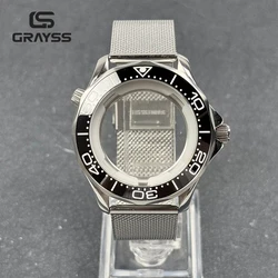 Seahorse 41mm Stainless Steel Waterproof Blue Watch Case with Automatic Movement Compatibility (G17 black A1)
