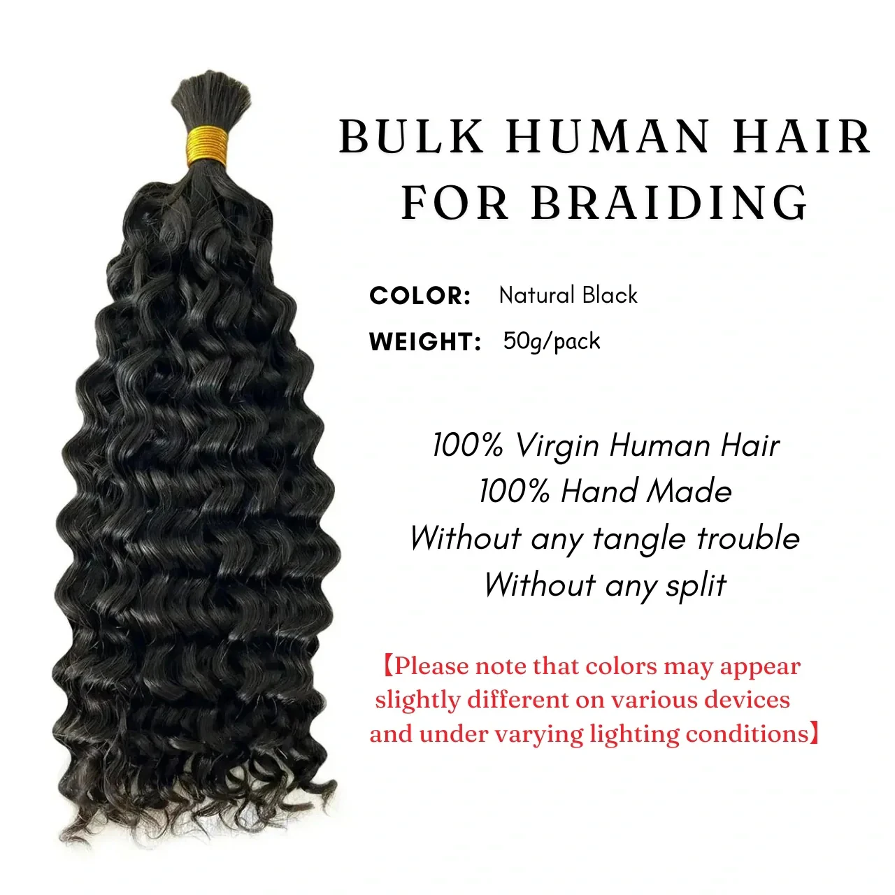 100% Human Hair Bundles For Braiding Deep Wave Virgin Hair Extensions Natural Color Braids No Weft Bulk Extension For Women