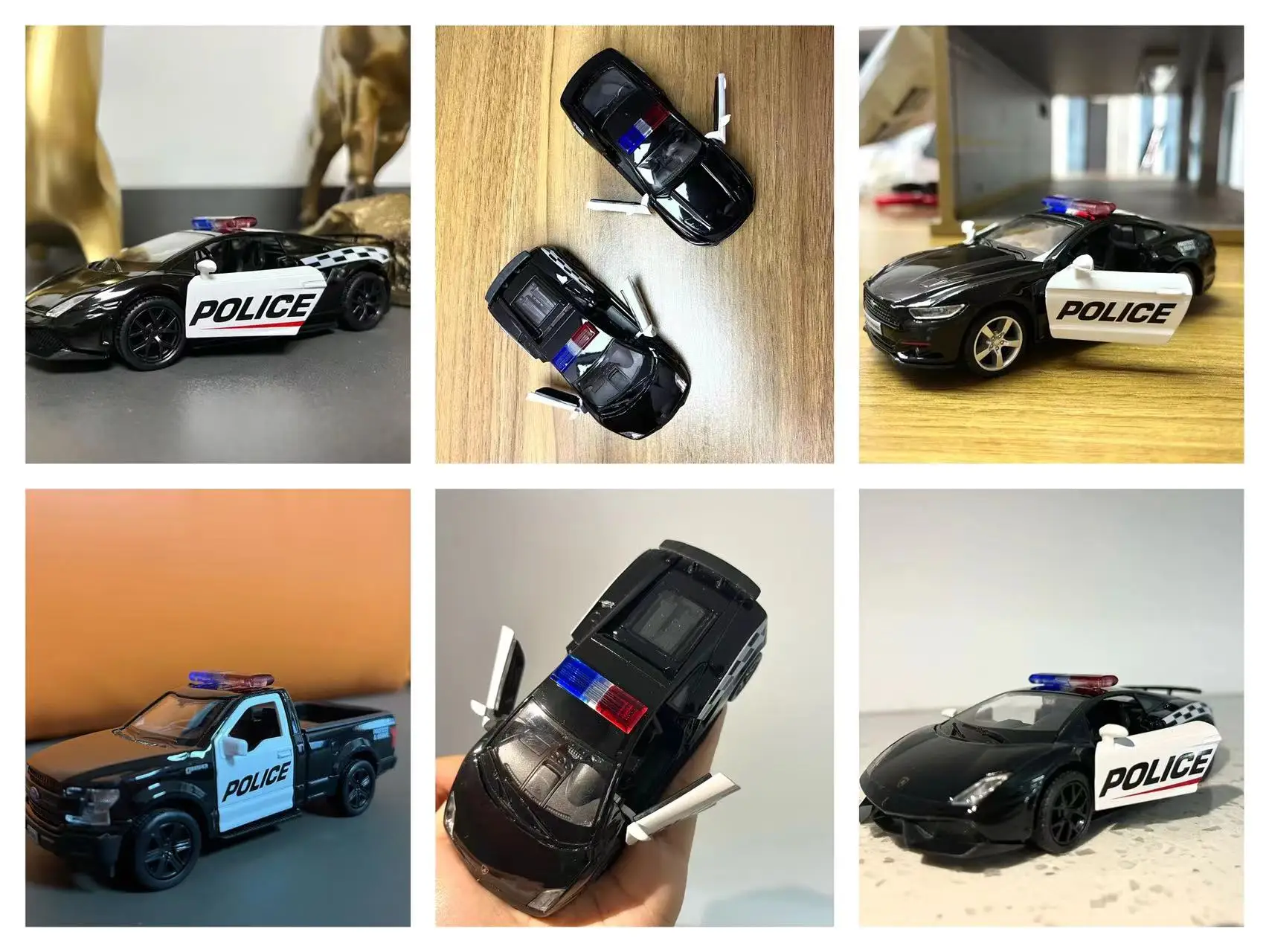 A Set Of 4 Durable Alloy-Made Toy Vehicles Including Police Car, Great Desktop  Decor & Dream For Boys Who Love Police Cars