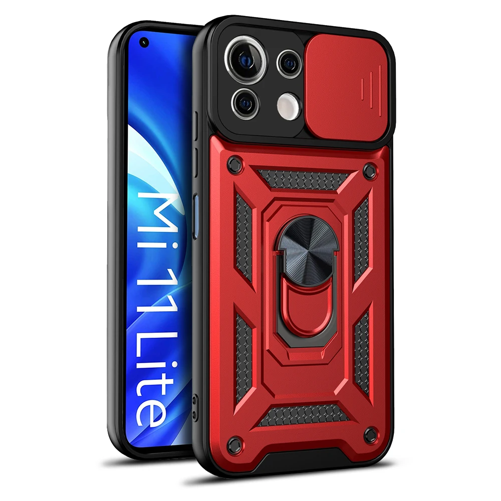 Magnetic Ring Holder Armor Case with Slide Camera Protector