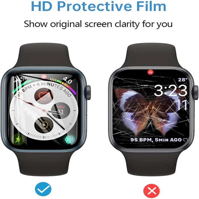 Película Protetora Completa para Apple Watch, Protetor de Tela, Transparente, Não Vidro, 9, 8, 7, 6, SE, 5, 4, 45mm, 41mm, 40mm, 44 milímetros, 3, 38 milímetros, 42 milímetros