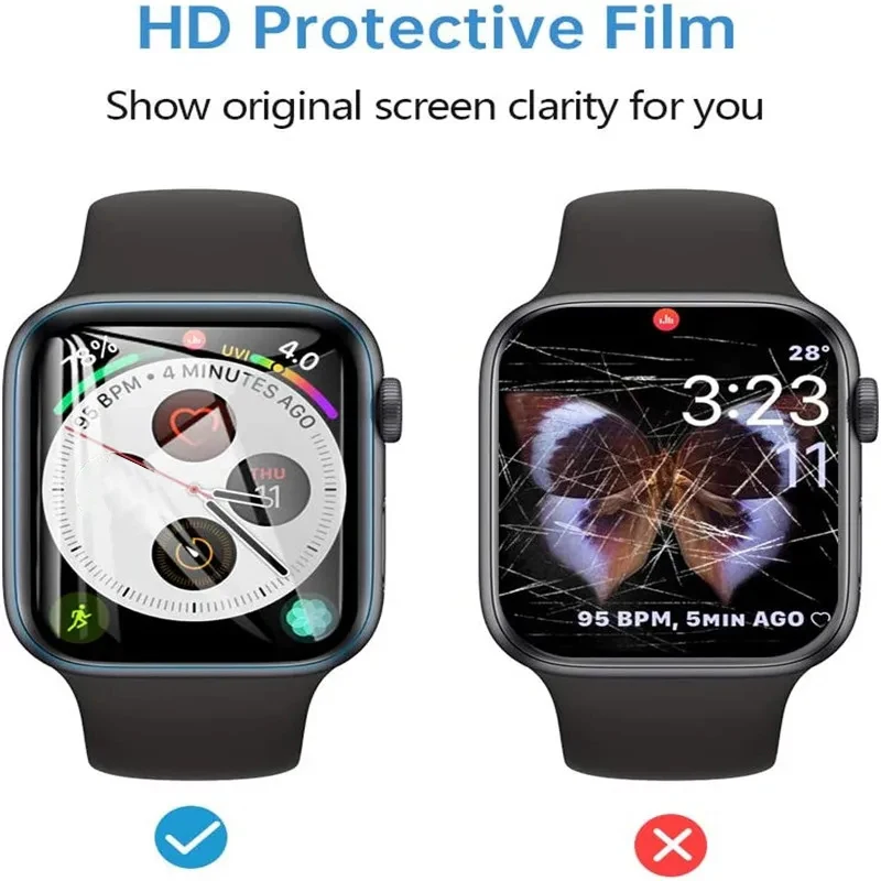 Protector de pantalla transparente para Apple Watch, película protectora completa para Apple Watch 9, 8, 7, 6, SE, 5, 4, 45MM, 41MM, 40MM, 44MM, no cristal para iWatch 3, 38MM, 42MM