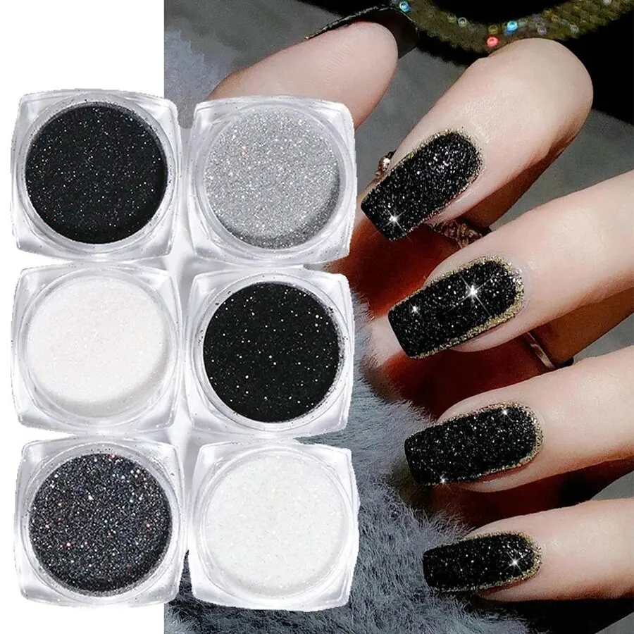 크리스마스 반짝이는 화이트 슈가 네일 파우더, 3D 코트 효과 안료, 스노우 캔디 글리터, 파인