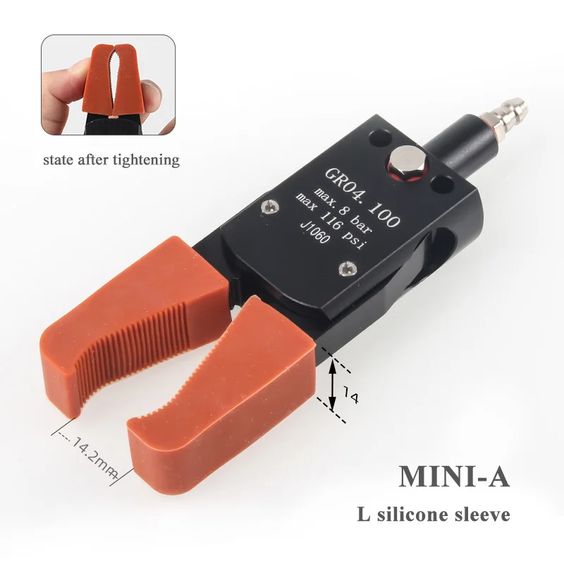 Pneumatischer Mini-Greifer J1060/J1080 mit Silikonauflage, Manipulator-Klemmzubehör für Industrieroboter – Detail 6