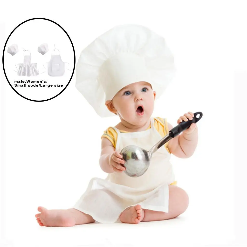Infant Newborn Photography Prop Picture Chef Apron Set Uniform for Boy Girl