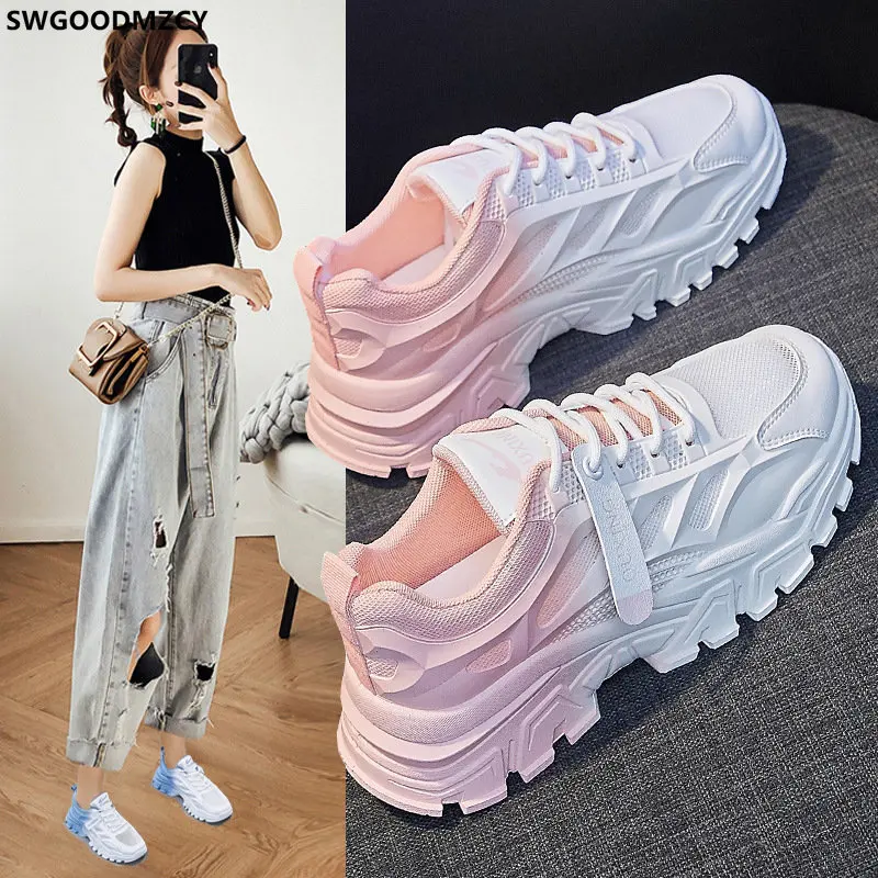 

Кроссовки женские, роскошная обувь для бега, на платформе, массивные, повседневная обувь