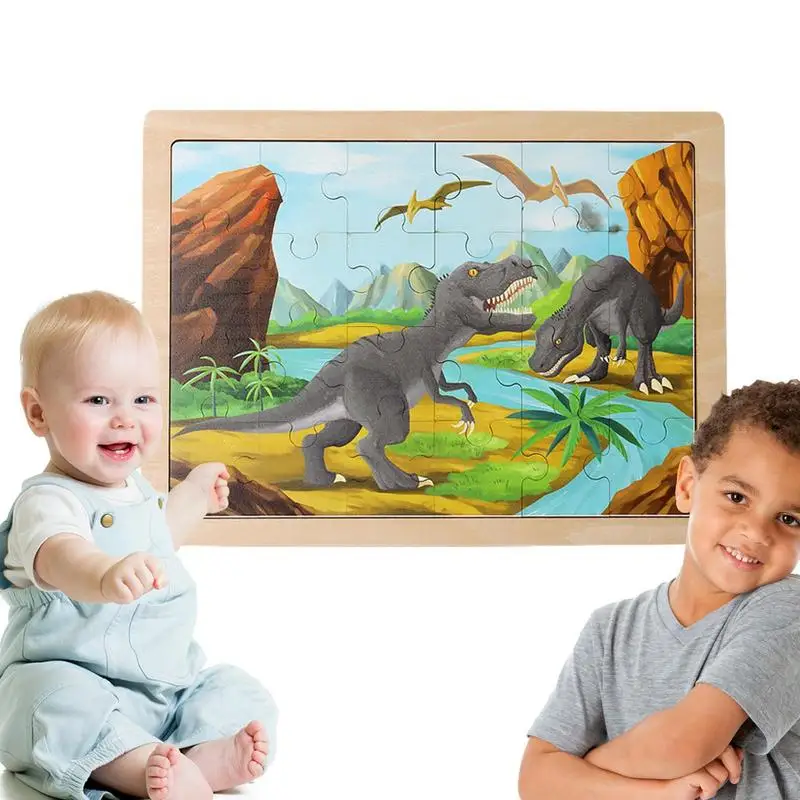 

Dinosaur Puzzle For Kids 24pcs Dinosaur Puzzle Toy Wooden Animal Puzzle Toddler Sensory Puzzles Wooden Montessori Toys STEM