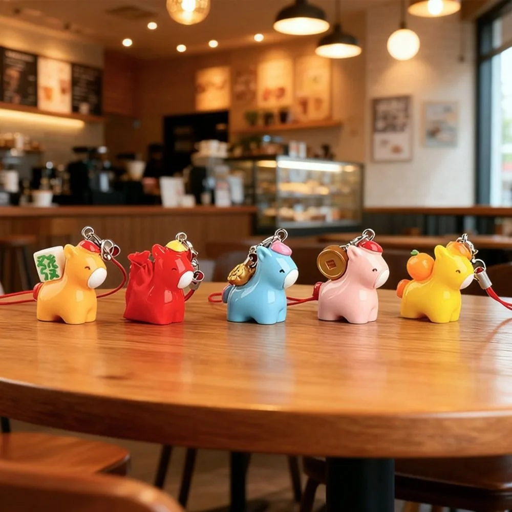 Funny Cartoon Design Horse Keychain Good Luck Mini Horse Pendant Decorative Mascot Horse Hanging Ornaments Party Favors