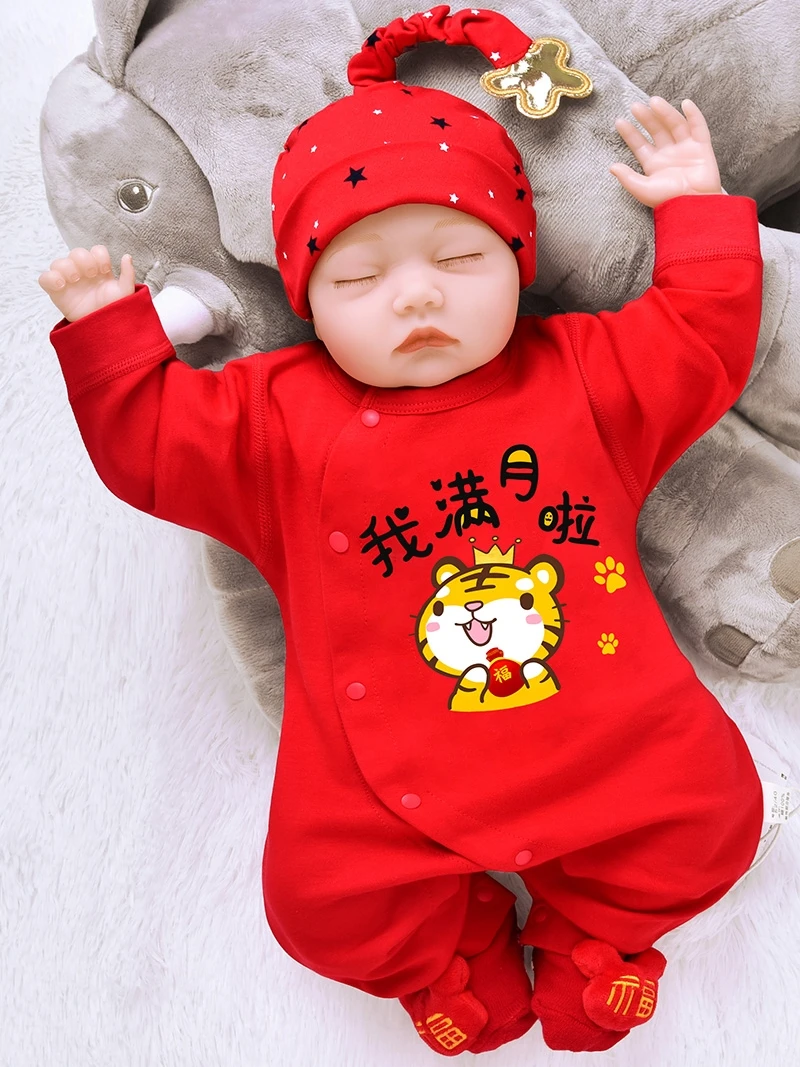 

Tiger Full Moon Baby Clothes Spring And Autumn Newborn Suit Hundred Day Princess Boy Girl Newborn Baby Clothes Summer Thin