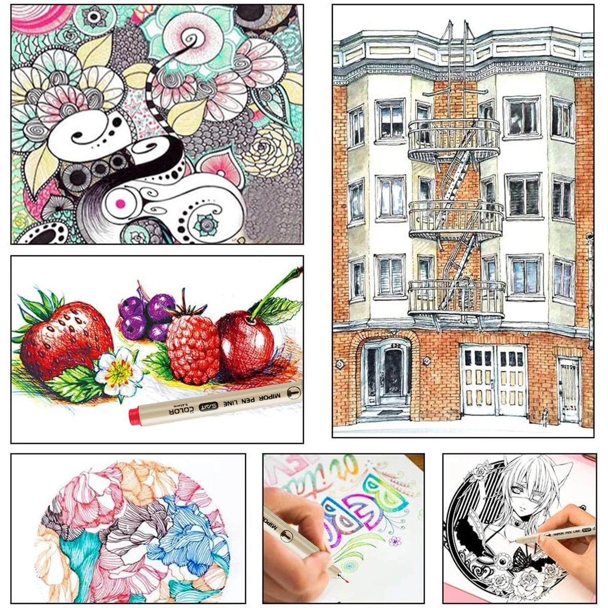9 Colors Micro-line Pens Waterproof Durable Fine Line Drawing Art Pen Painting Drawing Marking Journaling Lllustrating Drawing 6