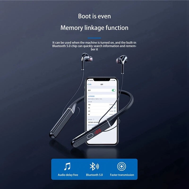 

Bluetooth-наушники HOT-5X S650, 100 часов, Беспроводные стереонаушники Bluetooth с шейным ремешком, Спортивная гарнитура для бега