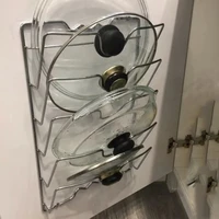 Kitchen Organizer Rack Wall Hanging Pot Cover Rack Five-Layer Pot Lid Metal Rust-Free Multifunctional Rack Pot Lid Storage Rack 1
