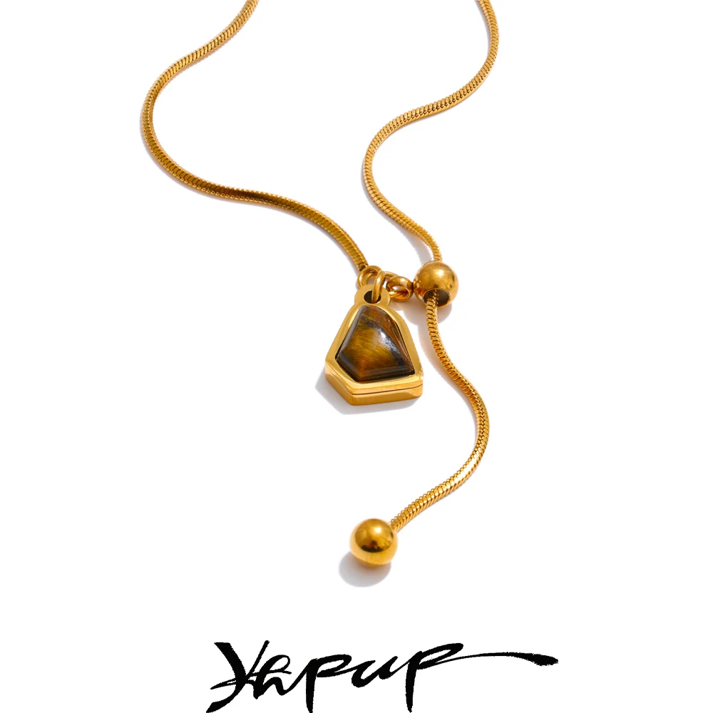 Yhpup Natural Tiger Stone Necklace