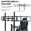 Aluminum Racing Simulator Cockpit, Triple Monitor Mount, Black Seat, Compatible Logitech/Thrustmaster/Fanatec, Multi-Adjustable 6