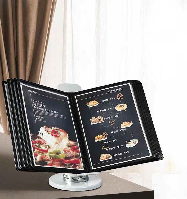 A4 10 Page 20 View Menu Display Rack 360° Rotatable Signage Rack Photo Holder Ideal for Restaurants Bars Homes Shops and Office