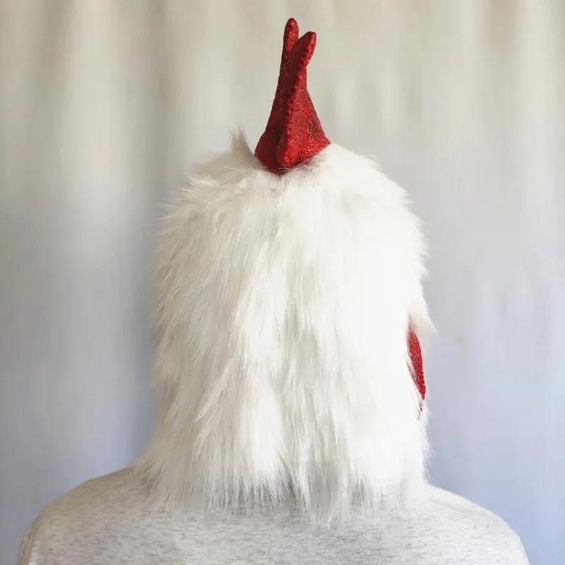 Rooster Head Cover Mask Full Face Chicken Head Headgear Latex Animal Halloween Party Cosplay Props Latex Mask Funny Dress Up