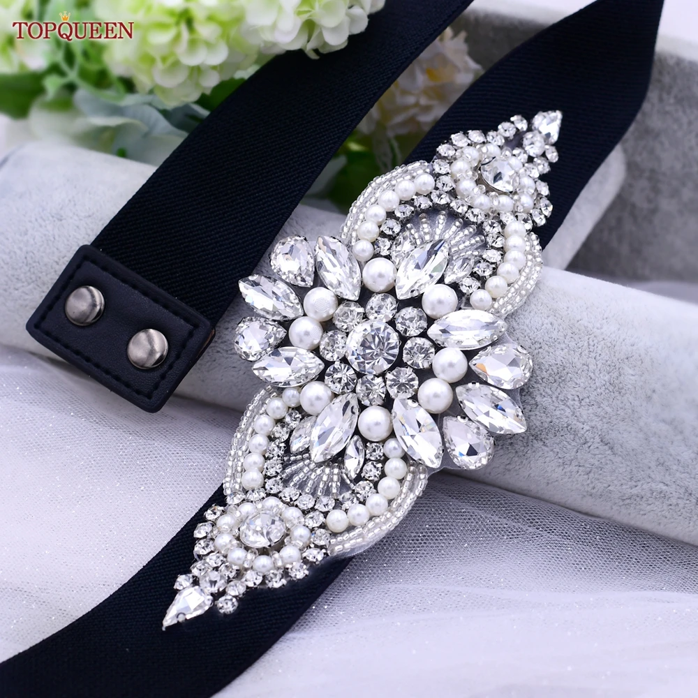 TOPQUEEN S01-E Fashion Floral Rhinestone Buckle Women's Elastic Waist Cinch Belt for Dress Formal Dress Belt Evening Party Band TOPQUEEN S01-E Fashion Floral Rhinestone Buckle Women's Elastic Waist Cinch Belt for Dress Formal Dress Belt Evening Party Band