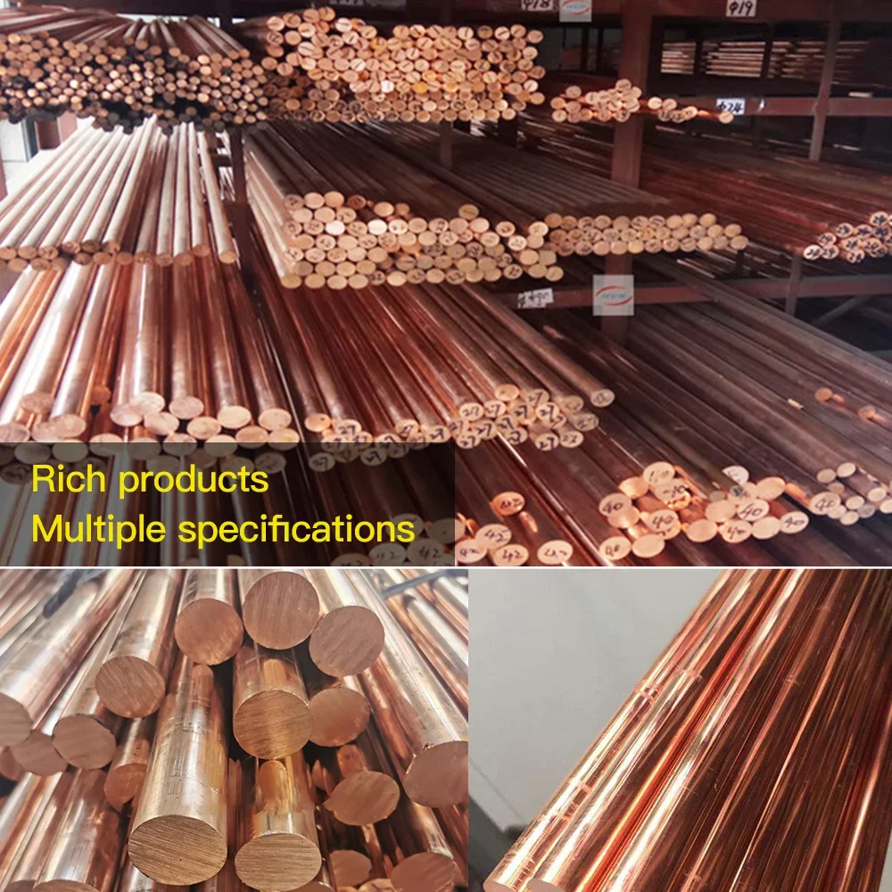 Copper rod diameter &Phi;2mm-16mm length300 500mm Straight red copper Solid bar Purple copper round rod pencil eraser brass rod aluminum rod ptfe rod polyamide rods steel rod