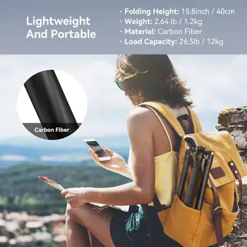 Tripé de fibra de carbono SmallRig com coluna central AP-20 tripé de câmera leve monopé 360 ° Carga útil de cabeça esférica 12kg para DSLR