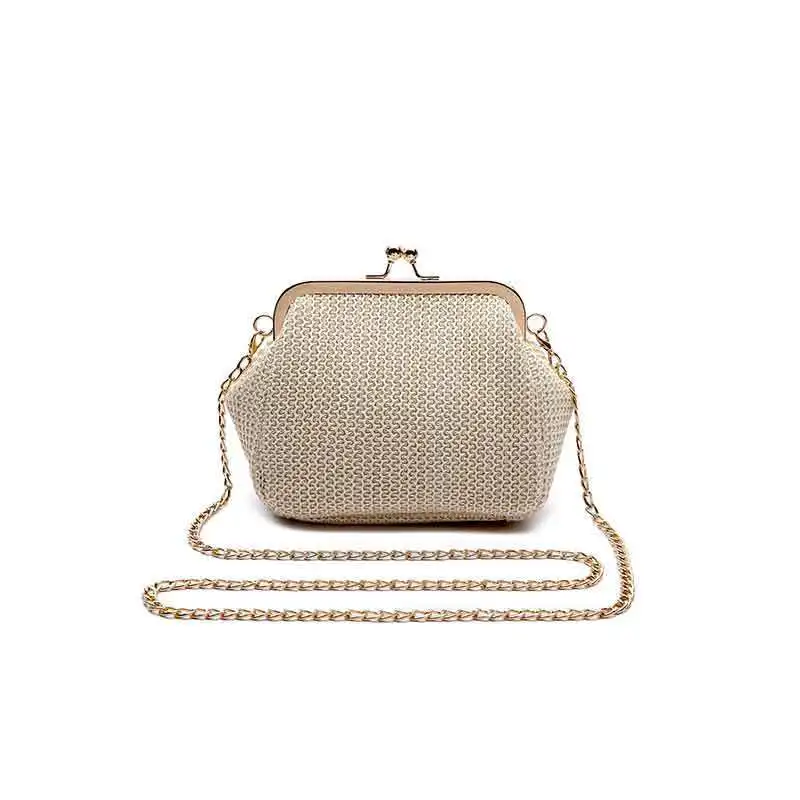Chain Women Shoulder Crosbody Bag Straw Bags Bohemian Shell Lock Bag Women's Handbags Purses