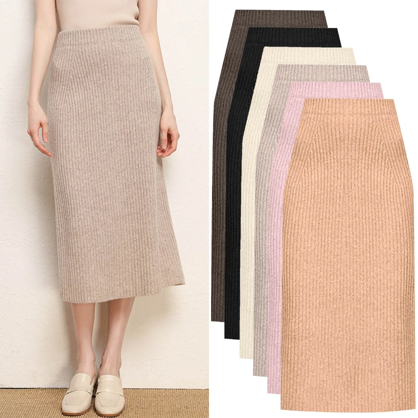 

Women's Winter Wool Skirt Mid Length Woolen Skirt Thick Skirt Table Skirts