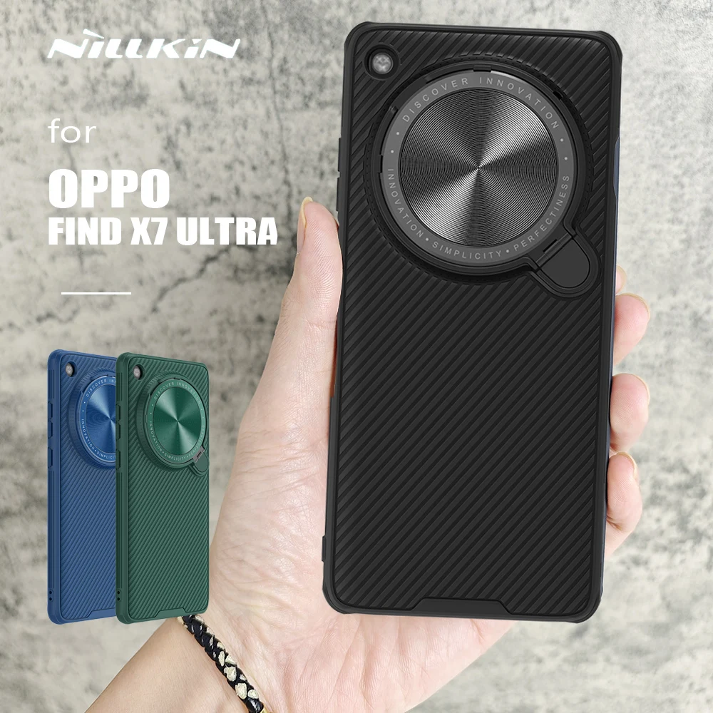 

Чехол Nillkin для OPPO Find X7 Ultra чехол, задняя крышка для фотоаппарата с идентификацией по отпечатку пальца, стойка для фотоаппарата OPPO Find X7 Ultra чехол, объектив