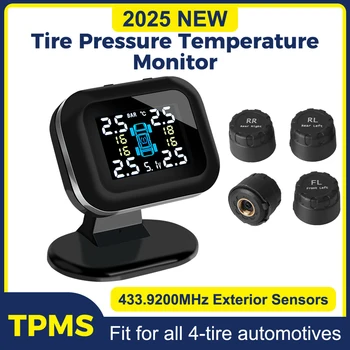 Con 4 pezzi sensore esterno sistemi di allarme di sicurezza automatica Mini sistema di monitoraggio della pressione dei pneumatici per Auto Wireless USB TPMS