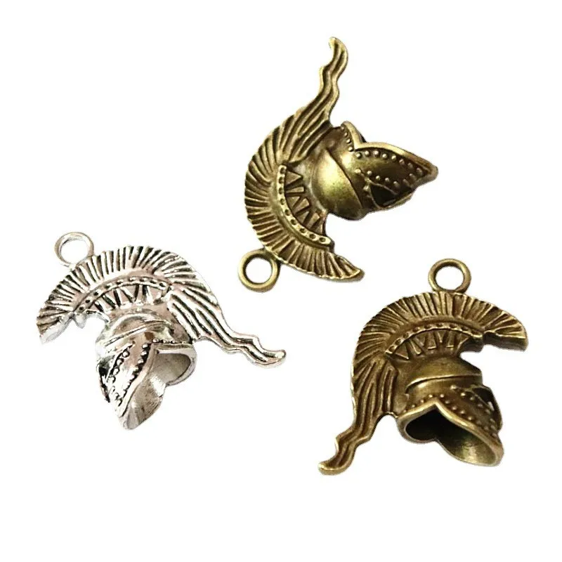 

8Pcs 32*39MM Vintage Antique Silver Plated Bronze Color Rome Helmet Charms Alloy Hat Pendant For Bracelet Necklace Diy Jewelry