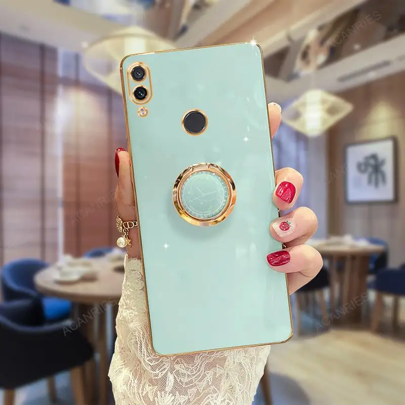 Elegant Plating Ring Holder Stand Case - Soft Silicone Back Cover