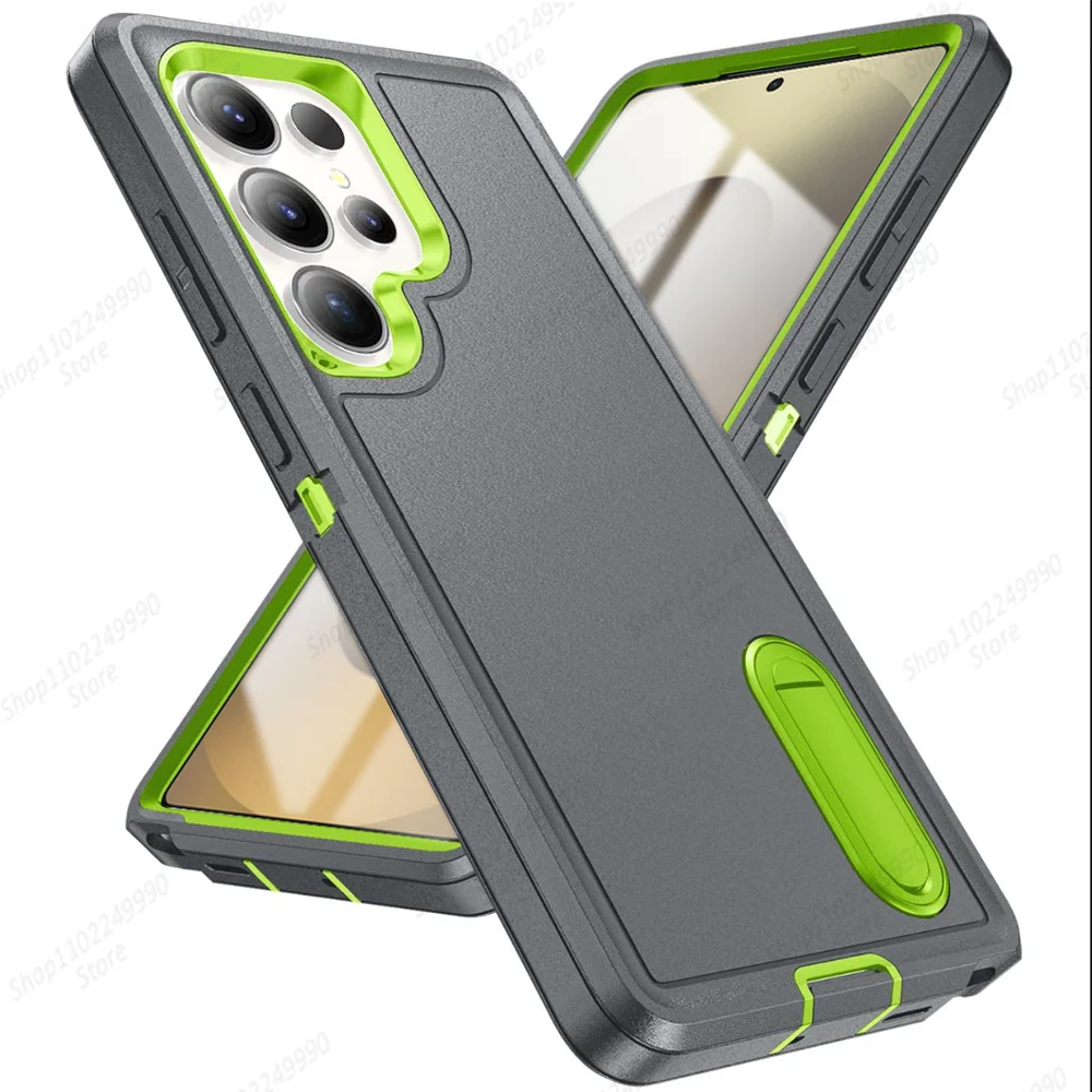 Hybrid 3-in-1 Military-Grade Anti-Shock Protective Phone Case with Hard PC Bracket