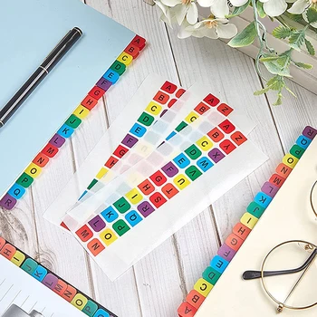 10 fogli adesivi per etichette con indice dell'alfabeto strisce piccole colorate impermeabili segnali di cercapersone indice note adesive pennarelli per pagine