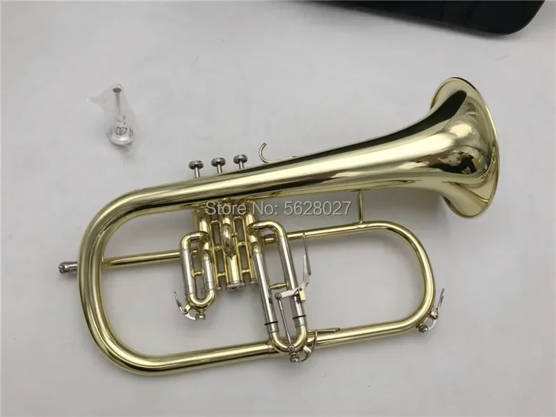 전문 Flugelhorn 950 골드 래커, 케이스 포함, Bb 옐로우 황동 벨, 브랜드 신제품