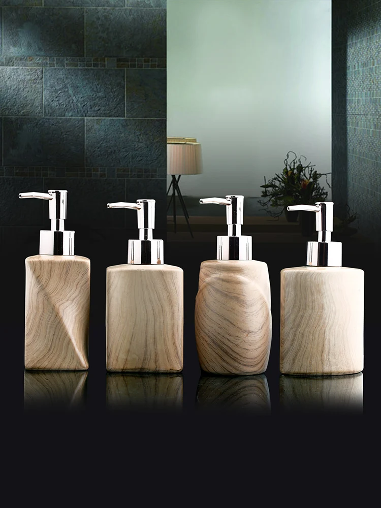 Creative Wood Grain Ceramic Soap Dispenser Lotion Bottle