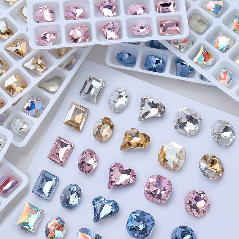 

25 шт., острые розовые декоративные подвески для ногтей