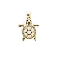 Cute Summer Sea Turtle Pendant Necklace CZ Zircon Gold Plated Animal Tortoise Accessories Hip Hop Party Gift Jewelry Making 2
