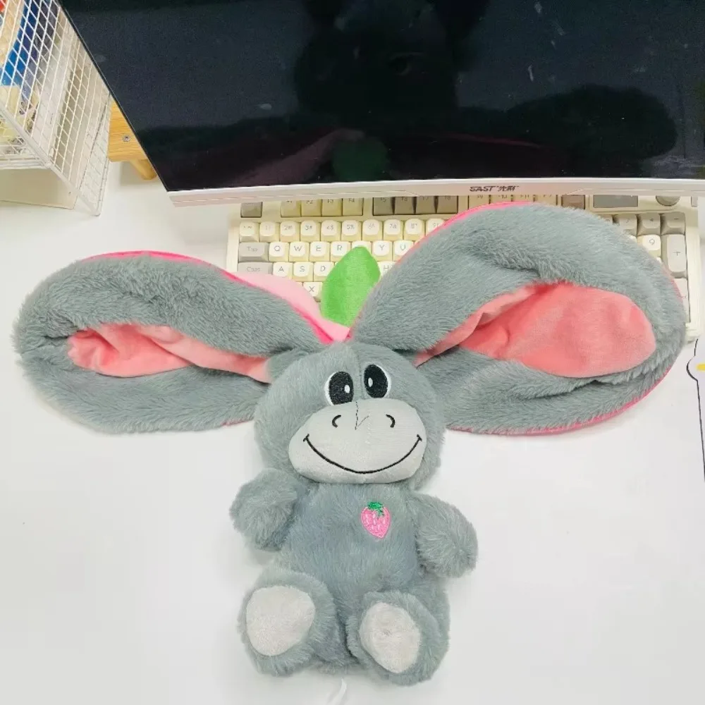 12.6inch Luminous Breathing Doll Plush with Motion Lights Breathing Stuffed Doll Donkey Strawberry Baby Sleeping Toys