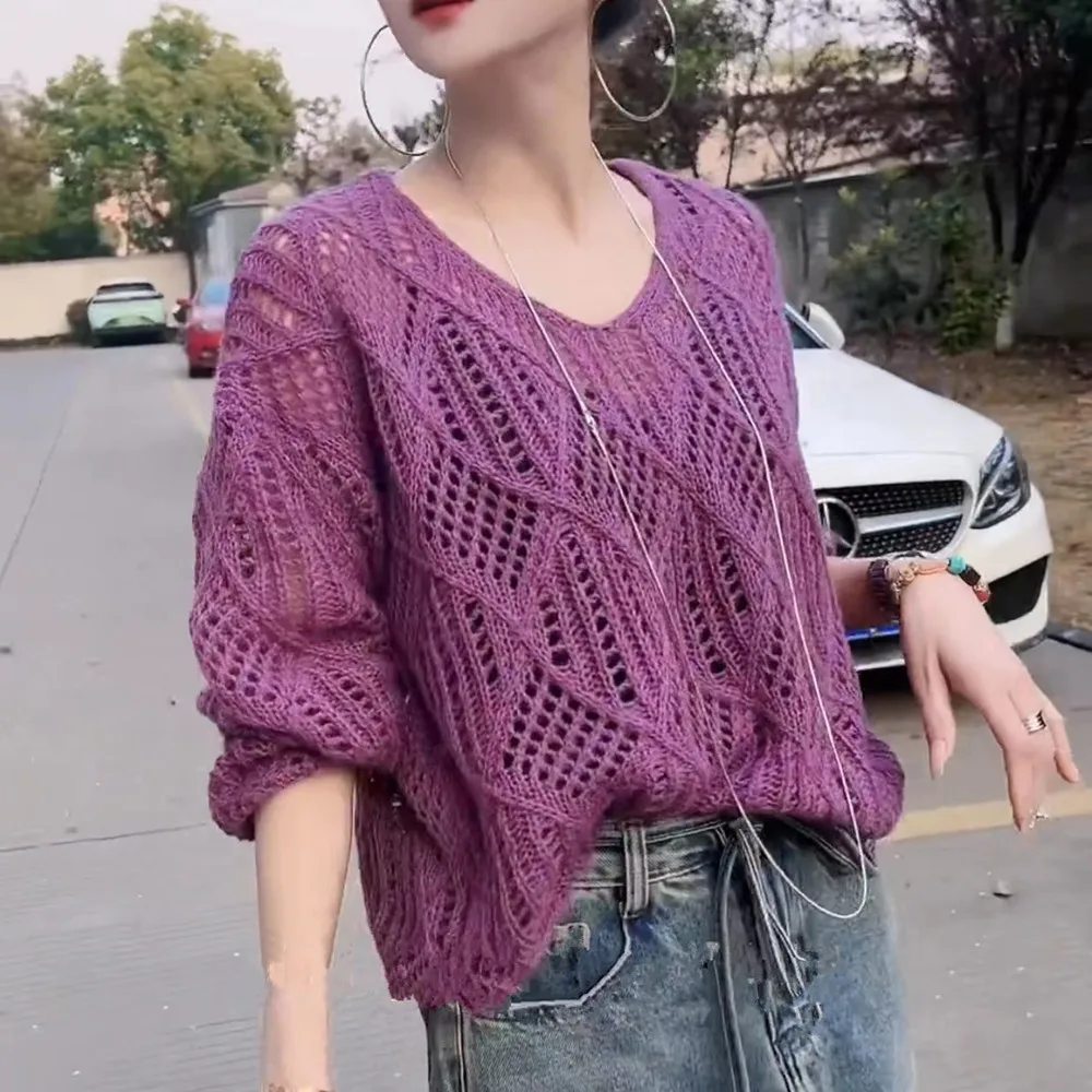 

2023 свитер Женский вязаный тонкий свитер с длинным рукавом свободный и удобный новый продукт женский свитер