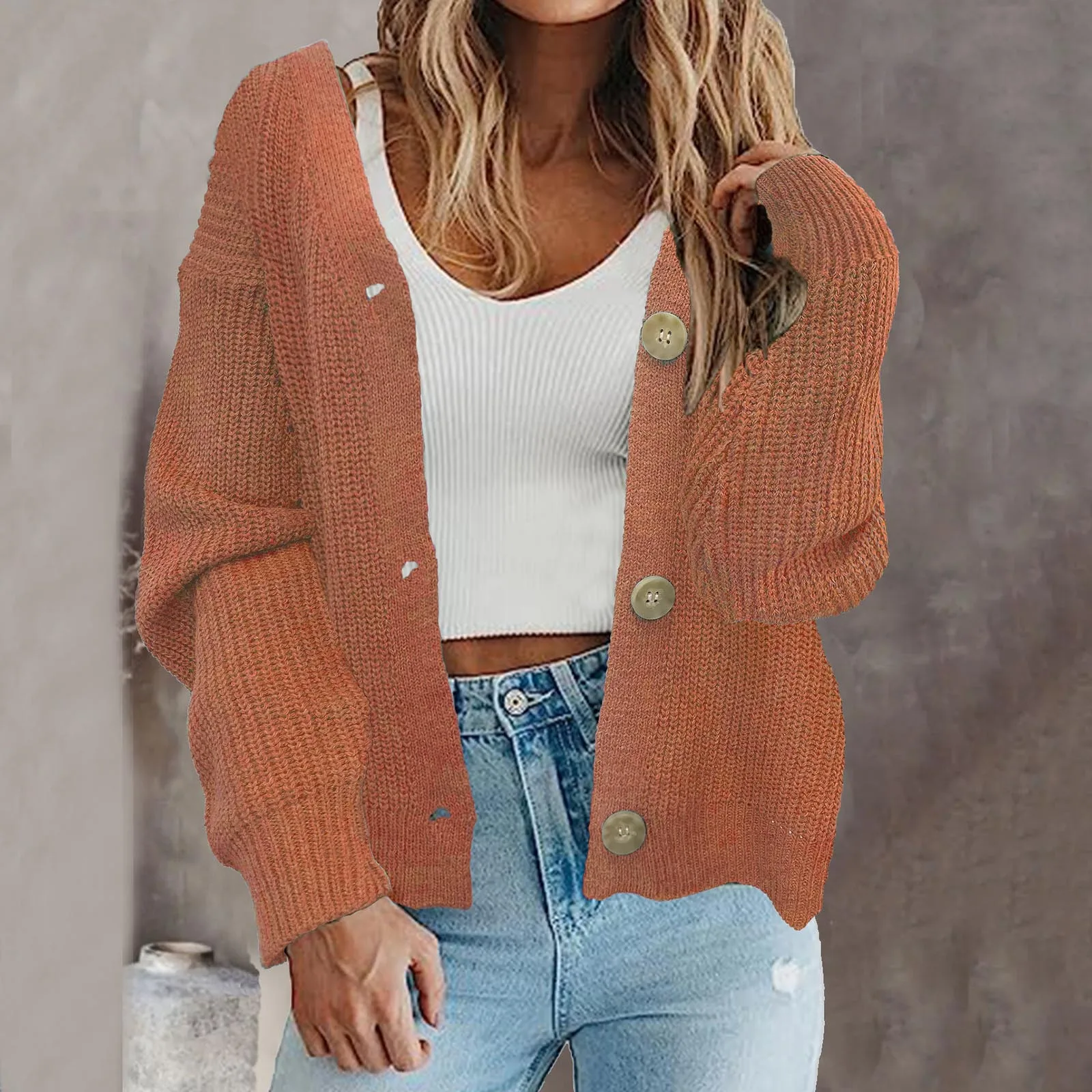 

Loose Long Sleeve Sweaters Women Knitted Cardigan Y2K Autumn Winter Solid Warm Plus Size Single Breasted Retro Sweater Female