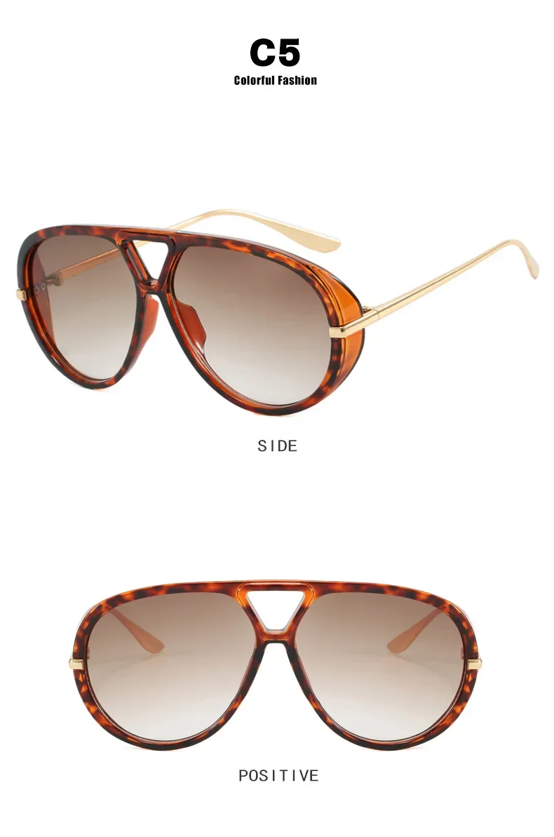 Vintage-Sonnenbrille mit dickem Rahmen, Legierung, Cat-Eye-Sonnenbrille für Damen, neue Mode, blau-grüne Sonnenbrille, Damen, Übergröße, ovale Driving Shades – Detail 10