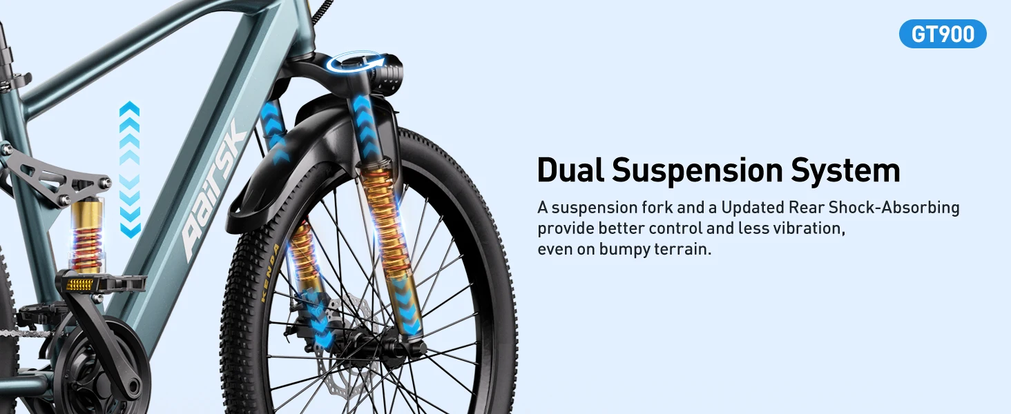 Aairsk GT900 Erwachsenen-E-Bike 250W Motor 36V 13Ah Akku Doppelfederung Elektrofahrrad 26*1,95" Reifen Kurzstrecken-Elektrofahrrad – Detail 4
