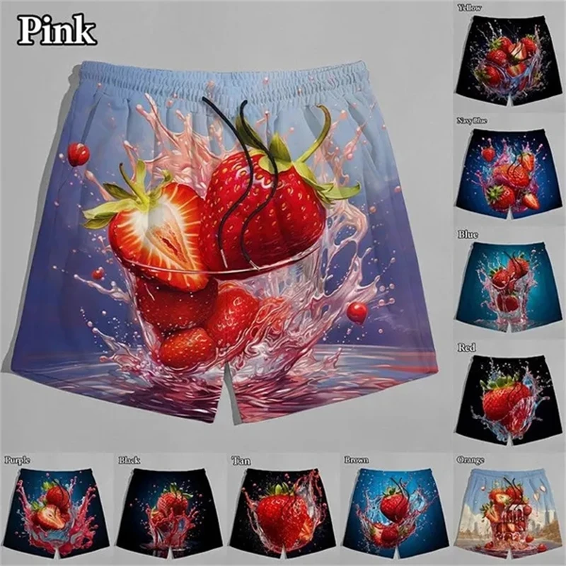 

Fun Fruit Pattern 3D Printed Men's And Women's Shorts Strawberry Print Summer All-match Shorts Hawaiian Beach Board Ice Shorts