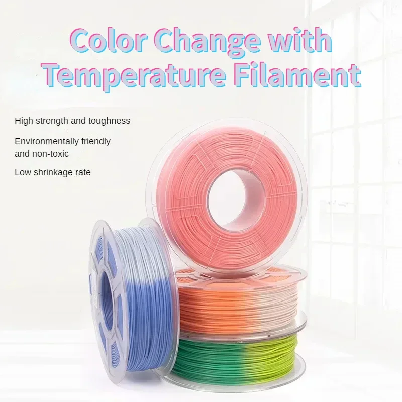 색상 변경 3D 프린터 필라멘트 번들, PLA 필라멘트, 1.75mm 번들, 온도 변경 필라멘트, 그린, 블루, 레드, 오렌지