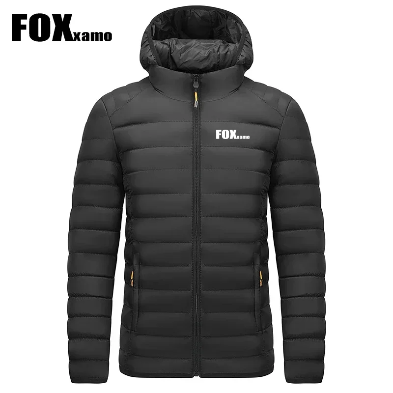 Foxxamo 남성용 겨울 파카 2024, 40D 방수 필름, 따뜻한 사이클링 후드 면 패딩 재킷, 클래식 야외 스포츠 코트, 신제품