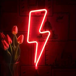 Vibrant Neon Light LED Sign: Unique Wall Decor for Home, Bedroom & Party Atmosphere (Lightning - Red)
