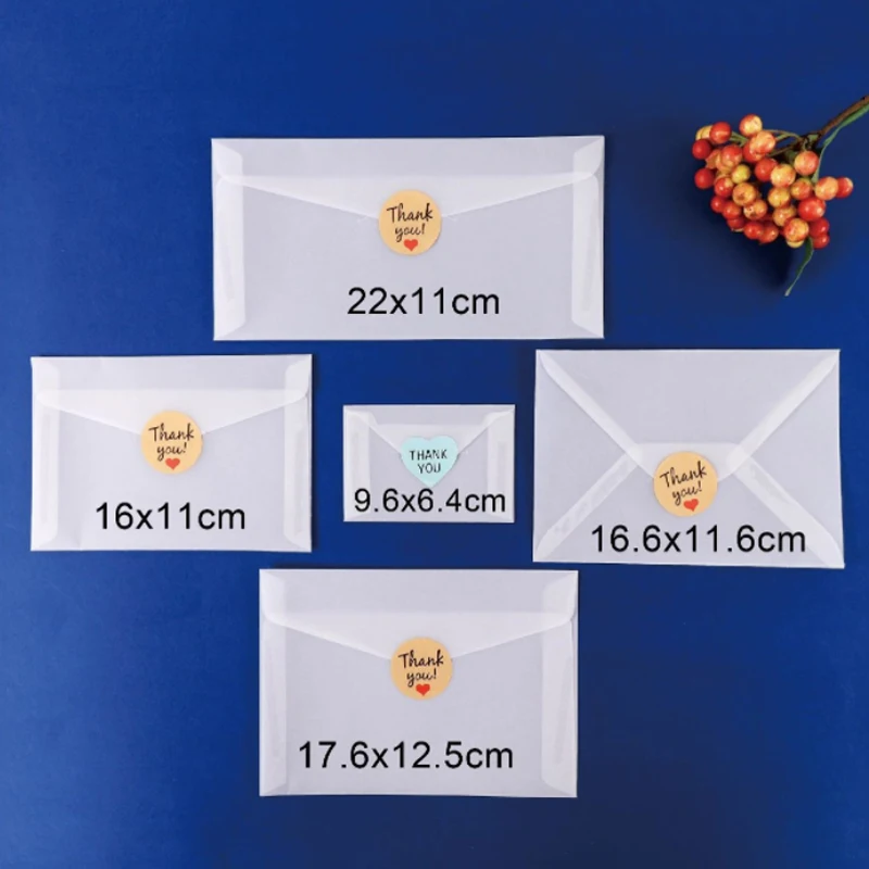 50pcs blank translucent envelope accept customization Transparent sulfuric acid paper envelope postcard antique