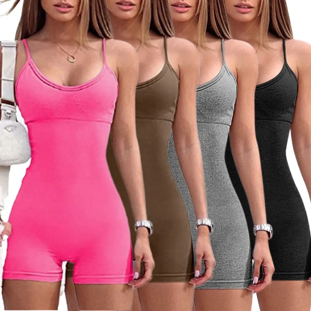 

One Piece Yoga Rompers Washable Seamless Tummy Control Fitness Bodysuit Spaghetti Strap Sleeveless Sportswear Workout