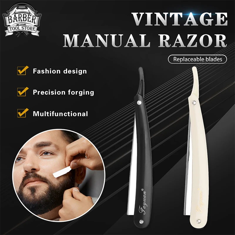 Manual Razor Men's Stainless Steel Shaver Barber Safety Right Angle Razor Cleaning Facial Hair Knife Hairdresser Accessories